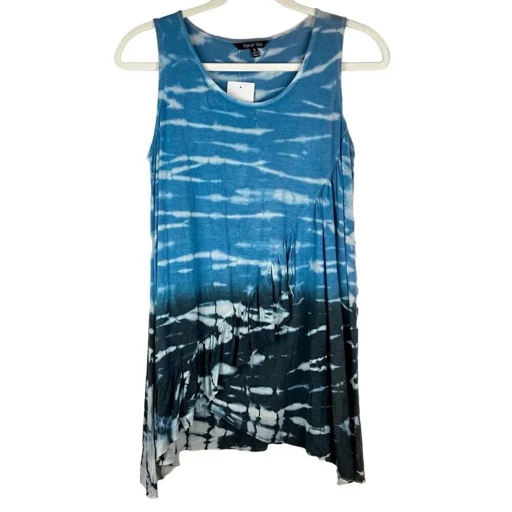 NWT Yak & Yeti Casual Tye Dye Ombré Ruffle Tank Small